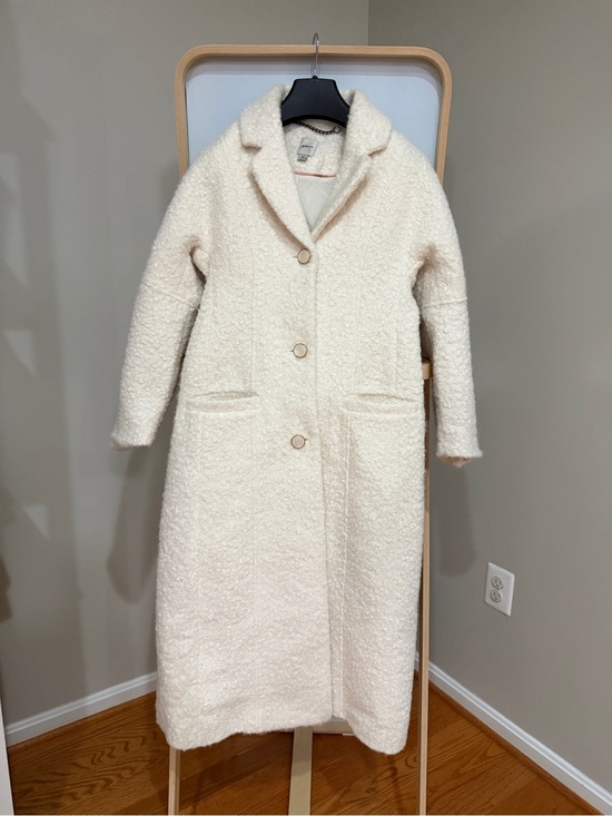 Maeve Jackets & Blazers - Anthropologie Maeve Cream Teddy Bouclé Long Coat XS